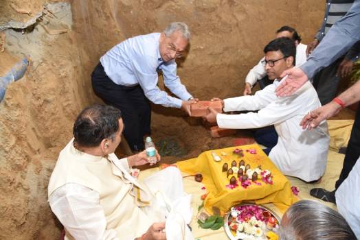 Stone laying foundation by AIIMS Director Prof M Srinivas and Dhanuka Group Chairman Mr RG Agarwal