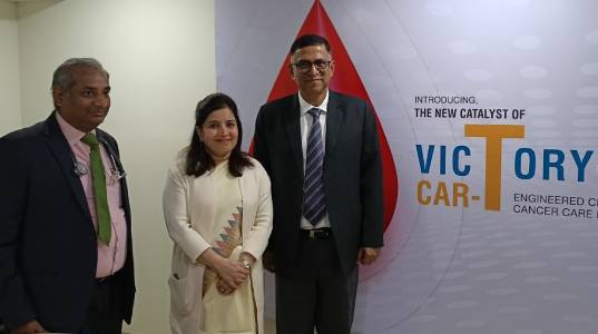 Dr Shisir Seth, Senior Consultant (Left), Dr Amita Mahajan, Senior Consultant - Paediatric Oncology & Haematology (Center) and Mr P. Shivakumar, CEO, ACC Delhi. 
